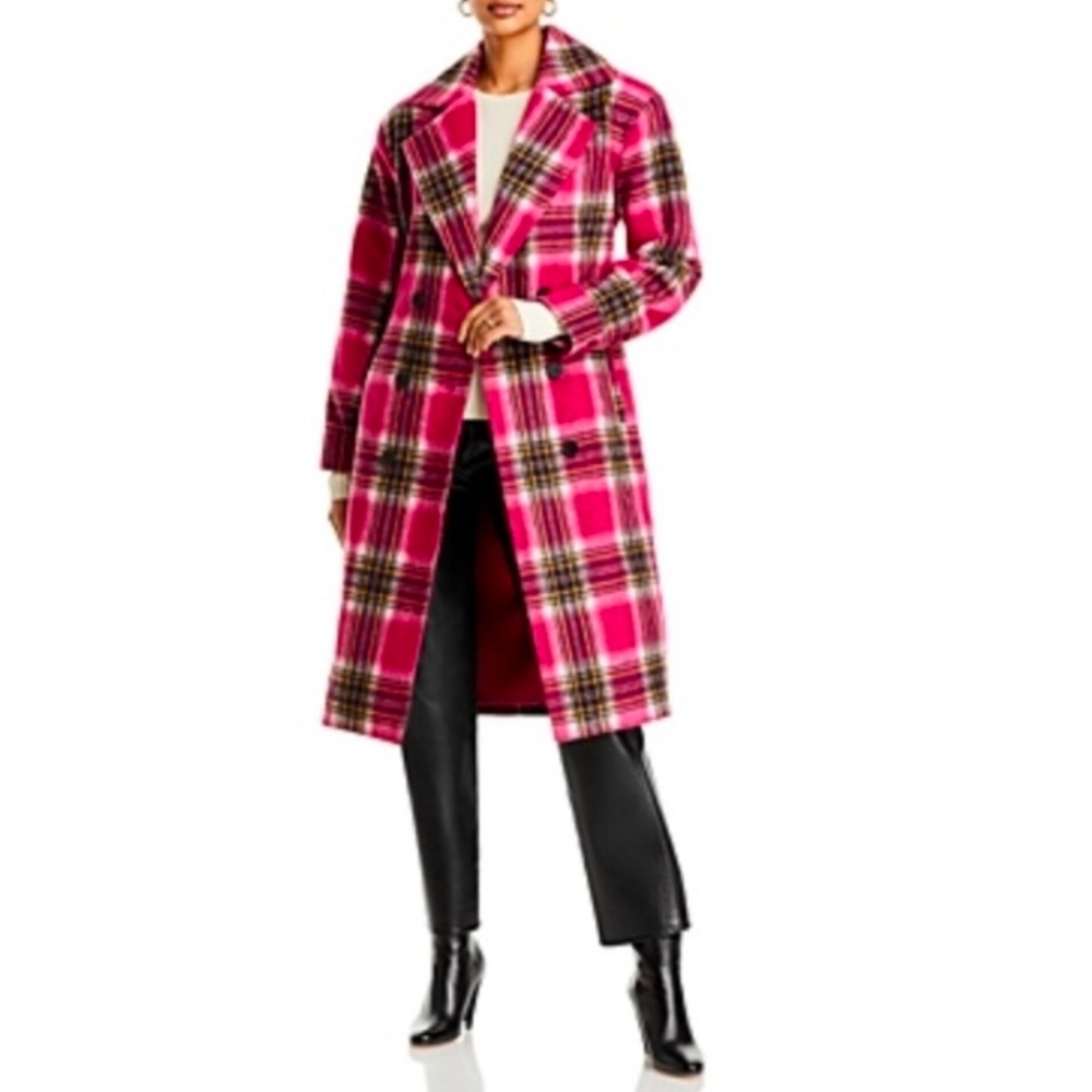 🔥Aqua Plaid Double Breasted Belted Coat